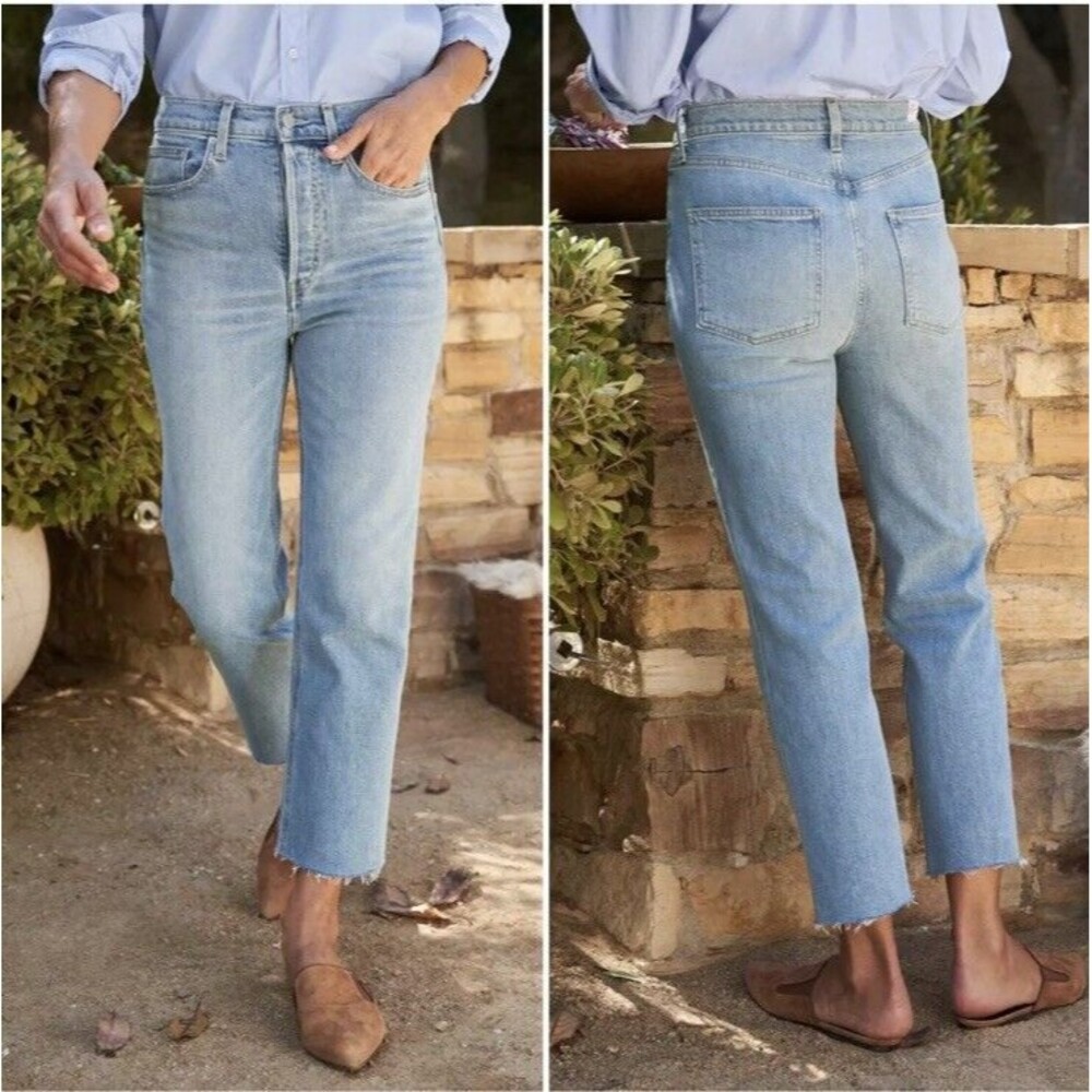 Frank & Eileen Monaghan High Rise Raw Hem Crop Vintage Italian Mom Jean…